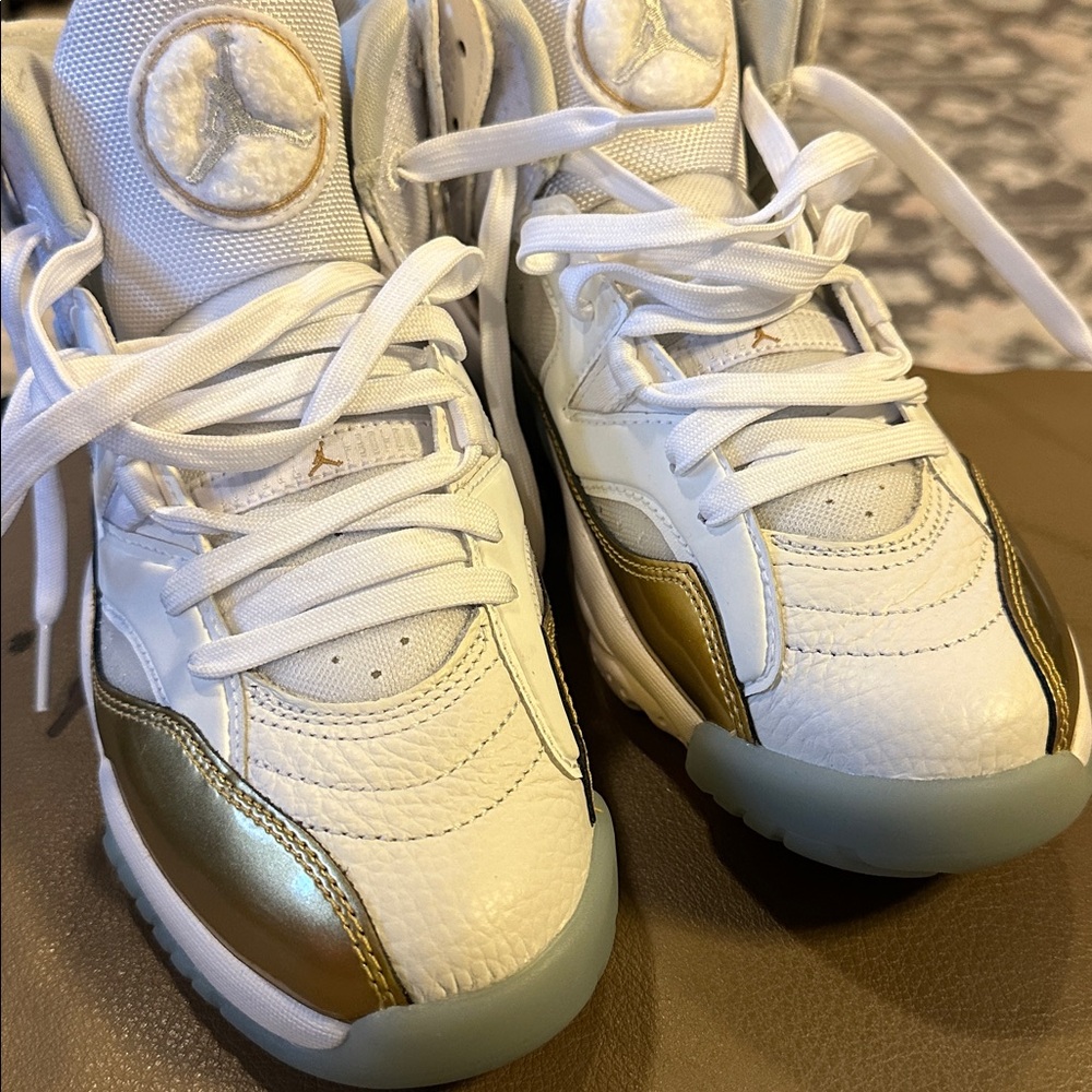 Jordan White Sneakers with Gold Details Women